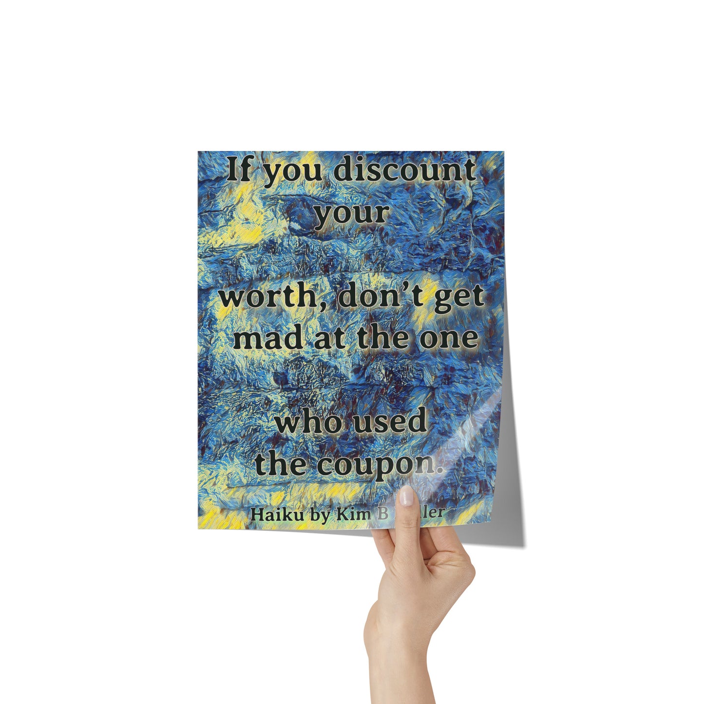 Discount Worth Poster: 8" x 10" Blue/Yellow