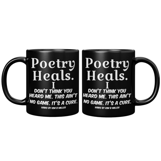 Haiku Poetry Heals Black Mug