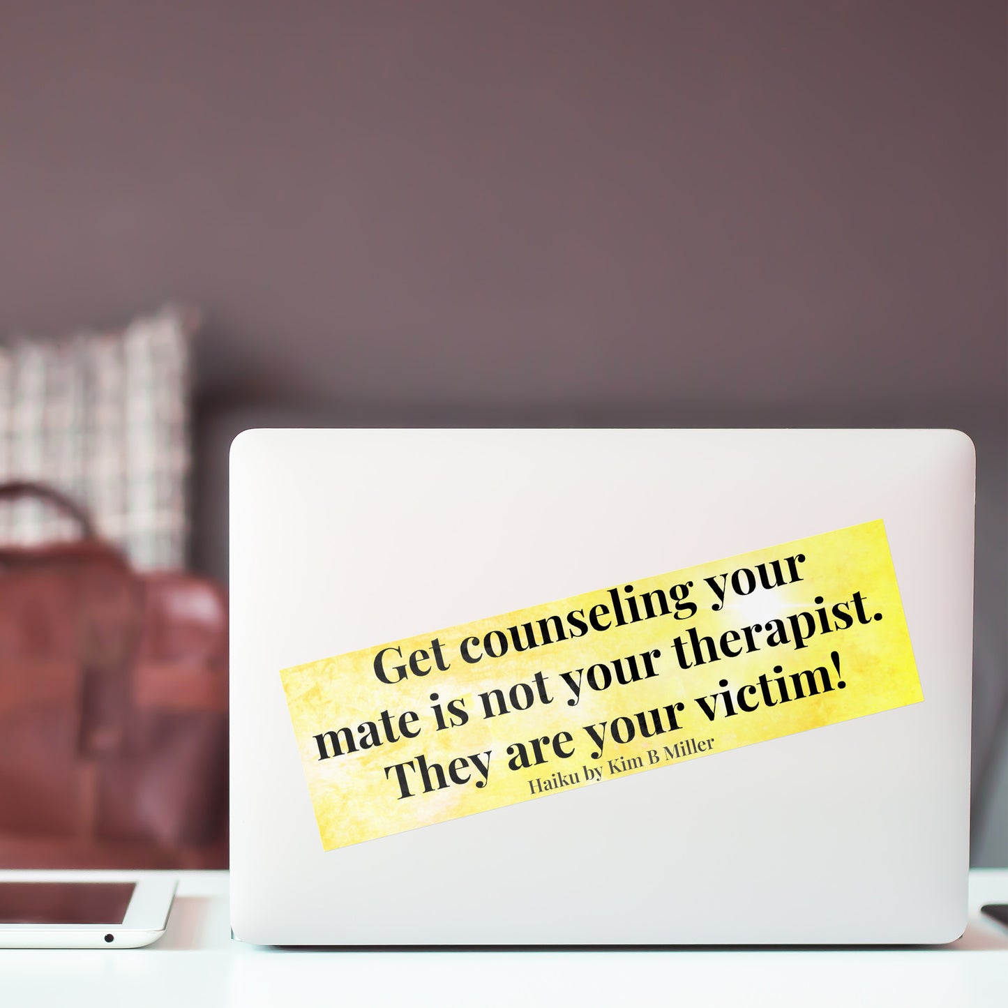 Get Counseling Haiku Bumper/Laptop Sticker Yellow