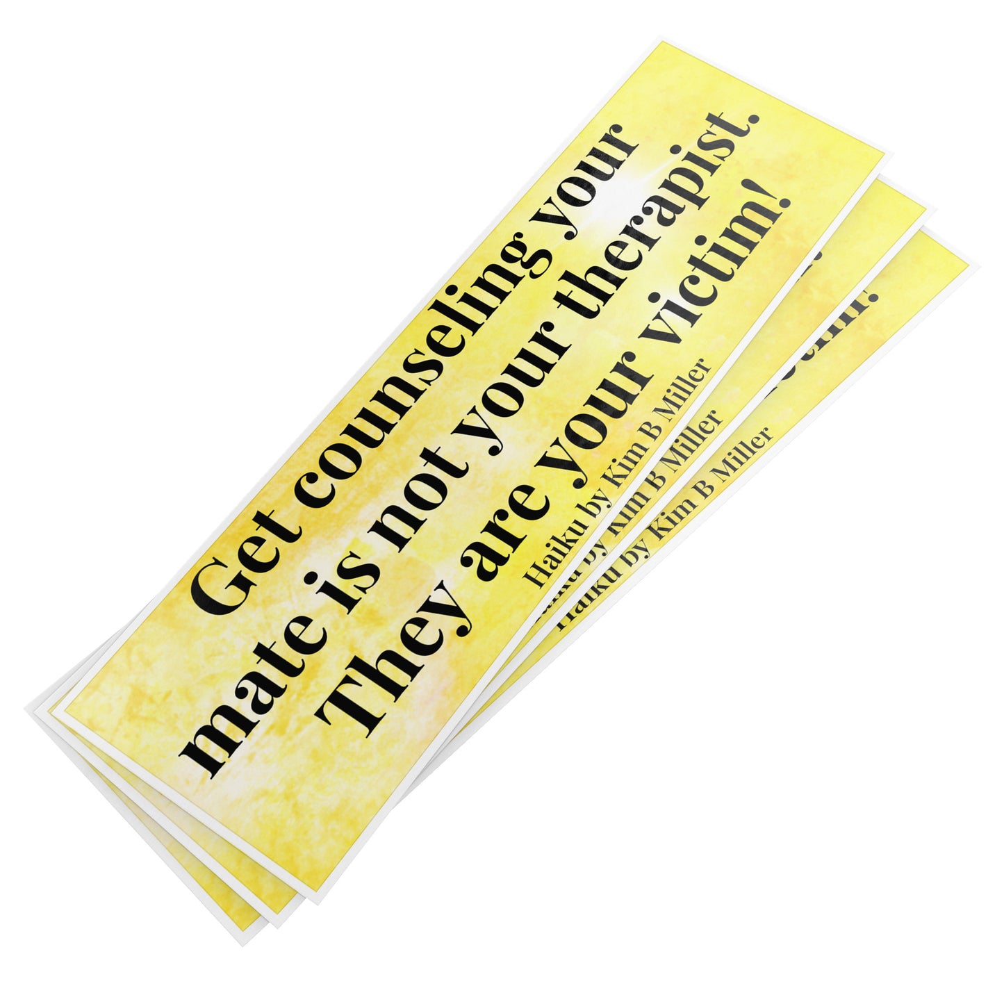 Get Counseling Haiku Bumper/Laptop Sticker Yellow