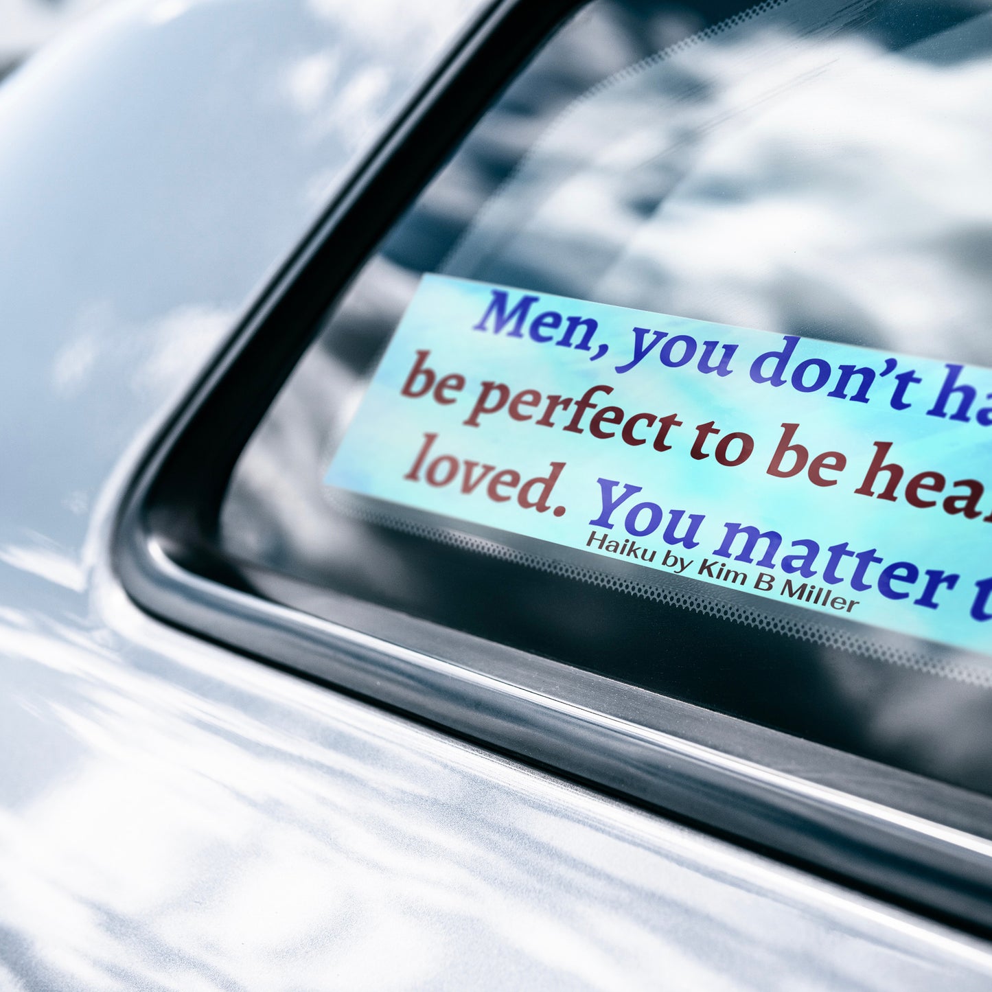 Men Loved Haiku Bumper/Laptop Sticker Blue