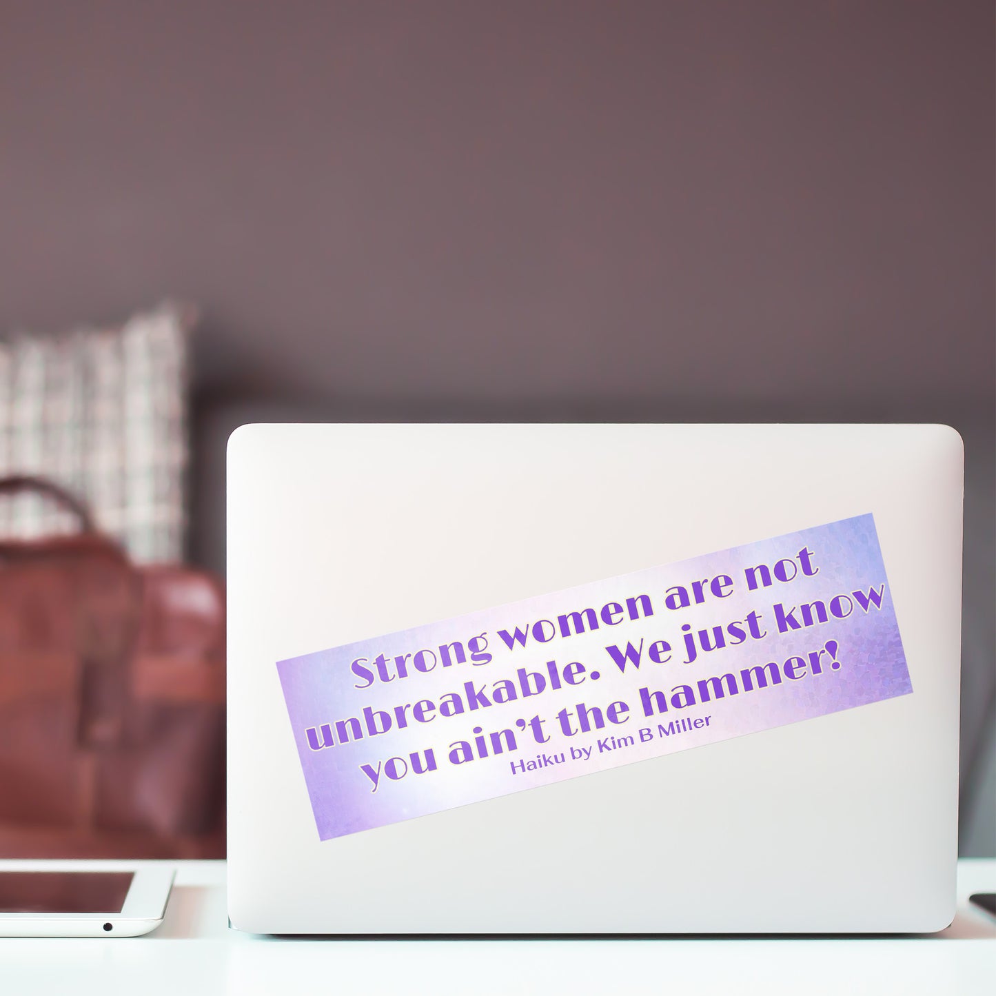Strong Women Haiku Bumper/Laptop Sticker Purple (Cute Font)