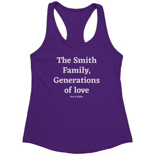 The Smiths, (Family) Generations B: Next Level Women's Racerback Tank(Front)